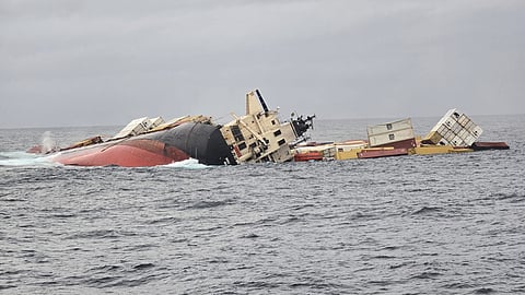 Liberian cargo ship, MSC Elsa 3 capsized.