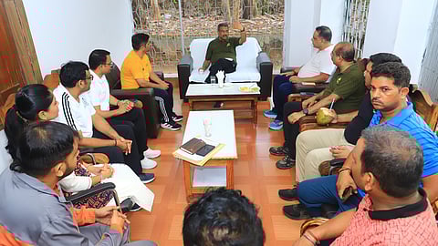 The union minister holding discussion on issues related to Sambalpur Zoo.