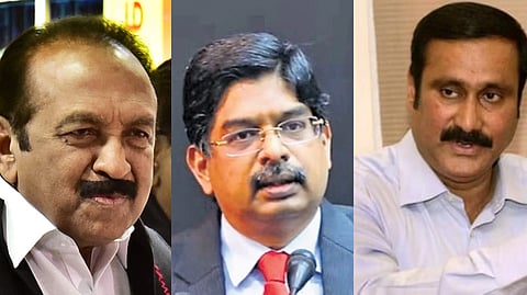 Vaiko, P Wilson, Anbumani Ramadoss (L-R)