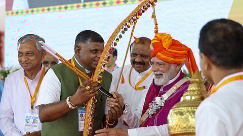 Prime Minister Narendra Modi at the event in Gujarat.