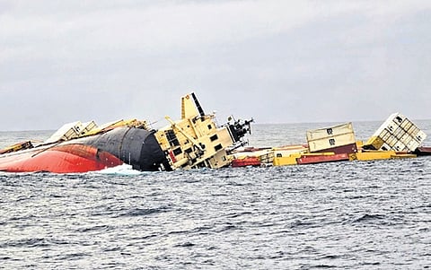 Container vessel MSC Elsa 3 that sank in the Arabian Sea