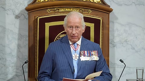 King Charles delivers the speech from the throne in the Senate in Ottawa, Canada on Tuesday, May 27, 2025. 