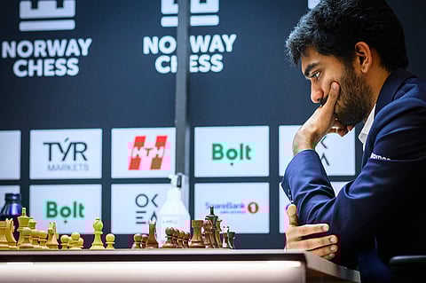 D Gukesh during the opening round on Monday. He's one of the big draws in Indian chess