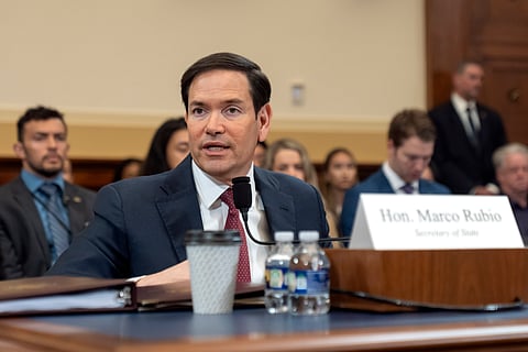 US Secretary of State Marco Rubio, front left, meets with China's Foreign Minister Wang Yi, right, during the 58th ASEAN Foreign Ministers' meeting and related meetings at the Convention Centre in Kuala Lumpur on July 11, 2025. 
