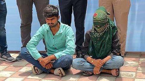The accused, Bharat Ahir and Geeta Ahir; the couple was arrested at a railway station as they were attempting to flee to Rajasthan.