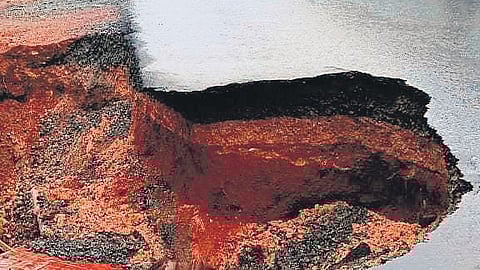 The section of NH 66 in Kooriyad, Malappuram caved in.