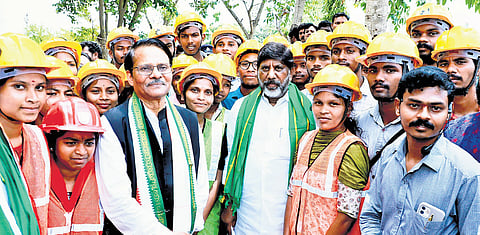 Deputy Chief Minister Mallu Bhatti Vikramarka participates in the Telangana Adivasi Congress workers' conference in Palvoncha on Saturday.