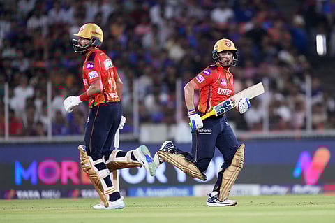 Punjab Kings' Nehal Wadhera (R) and Shreyas Iyer added 84 runs off just 47 balls for the fourth wicket