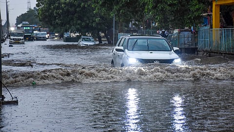 File photo of the flooded NH 16 service road near Iskcon Temple in Bhubaneswar.