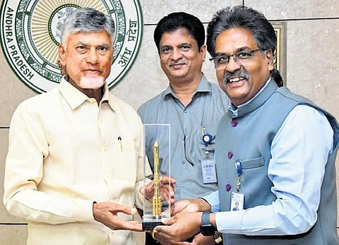 SHAR (ISRO) and RTGS signed an MoU in the presence of SHAR Director Rajarajan and CM Chandrababu Naidu