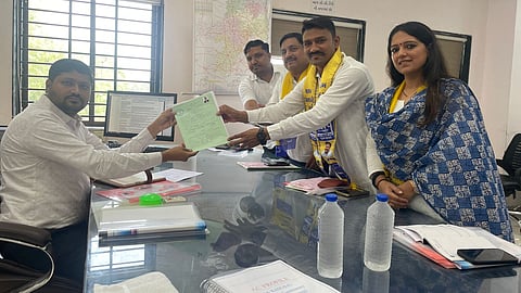 AAP candidate files nomination for Kadi Assembly by poll 