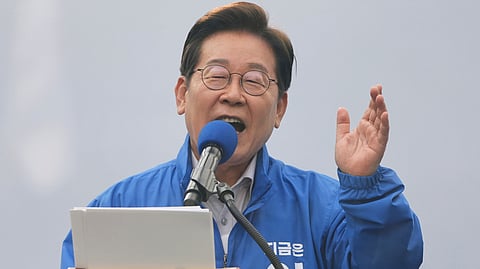 South Korea's Democratic Party's presidential election candidate Lee Jae-myung, speaks during a presidential election campaign in Seoul, South Korea, Wednesday, May 28, 2025. 
