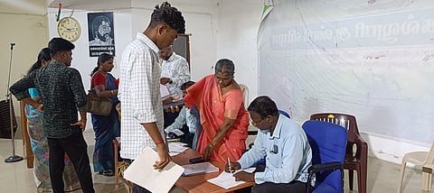 Students attending the counselling at Thanthai Periyar Government Arts and
Science College on Tuesday 