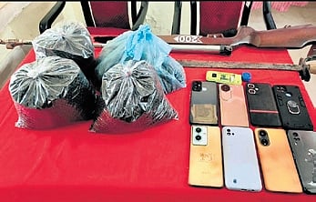The articles seized from the gangsters' associates on Tuesday.