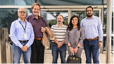 Errol Musk (second from left), father of Tesla CEO Elon Musk, in New Delhi.