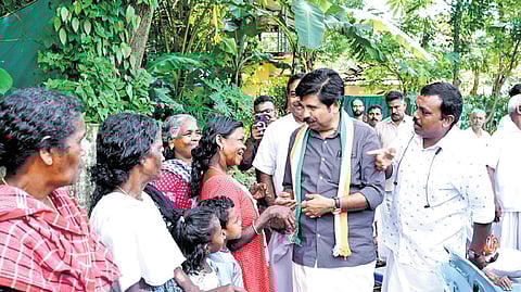 UDF candidate Aryadan Shoukath campaigning at Kaippini in Chunkathara.