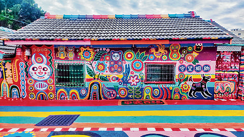 Colourful house in the village 