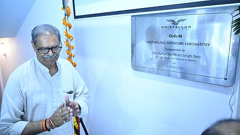 Odisha Deputy Chief Minister KV Singh Deo inaugurates Orlon, a deep neural network laboratory of Kristellar Aerospace in Bhubaneswar, Thursday. 