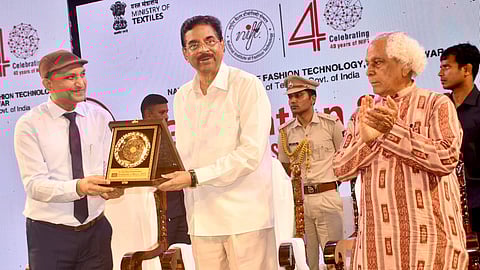 Governor Hari Babu Kambhampati being felicitated at the Graduation Show 2025 of NIFT, Bhubaneswar, on Friday