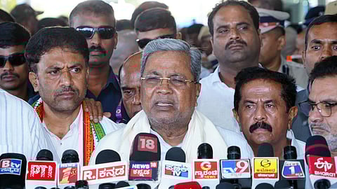 Karnataka Chief Minister Siddaramaiah speaks to the media regarding the stampede during Royal Challengers Bangalore (RCB)'s victory celebrations, in Mysore on Sunday