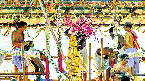 The Mahakumbhabhishekam ritual at Sree Padmanabhaswamy Temple in Thiruvananthapuram on Sunday 