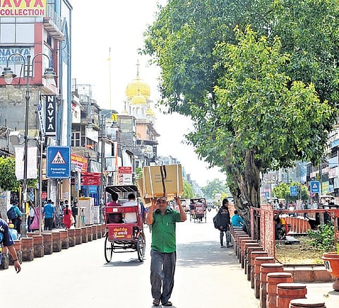 The usually busy and bustling streets of Chandni Chowk lie empty amid sweltering temperatures on Monday afternoon | Shiba Prasad Sahu