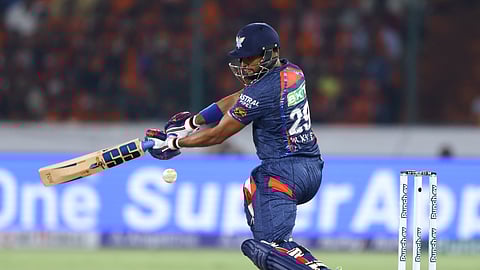 West Indies wicketkeeper-batsman Nicholas Pooran in action for the Lucknow Super Giants during IPL 2025.