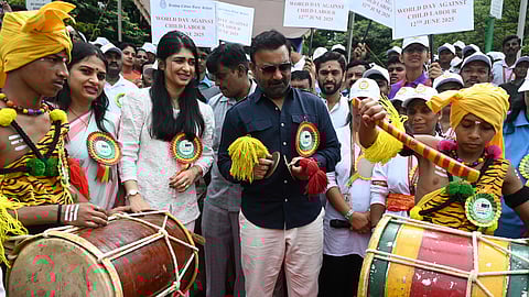 Karnataka Labour Minister Santosh Lad at an awareness rally against child labour in Bengaluru on Thursday.