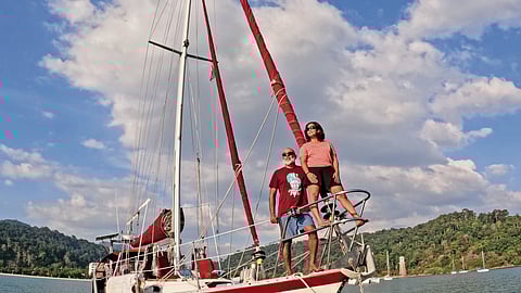 Retired Navy Captain Gaurav Gautam, with his wife.