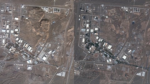 This satellite image provided by Maxar Technologies shows the Natanz nuclear enrichment facility, where multiple buildings were destroyed from recent Israeli airstrikes, 135 miles southeast of Tehran, Iran, Saturday, June 14, 2025