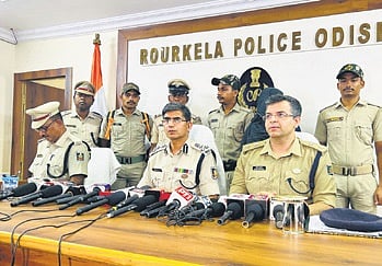 DIG Brijesh Rai and Rourkela SP Nitesh Wadhwani briefing media on Sunday