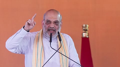  Union Home Minister Amit Shah addresses a distributing ceremony of appointment letters to police personnel.