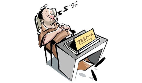 Calls go unanswered, doors remain shut, and petitioners are left waiting outside with no clue when help will arrive as officers take their afternoon nap.