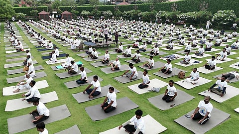 Yoga event at Manthena Arogyalayam.