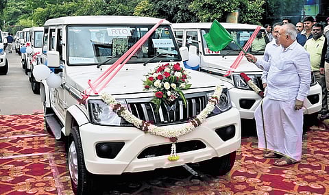 Transport Minister Ramalinga Reddy flags off 40 enforcement vehicles in Bengaluru on Wednesday