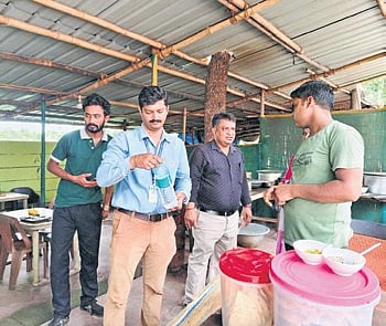 A BMC team checking food quality at a roadside eatery in KIMS hospital area on Thursday 