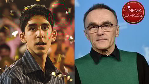 Dev Patel (L) in a scene from 'Slumdog Millionaire' and the film's director Danny Boyle.