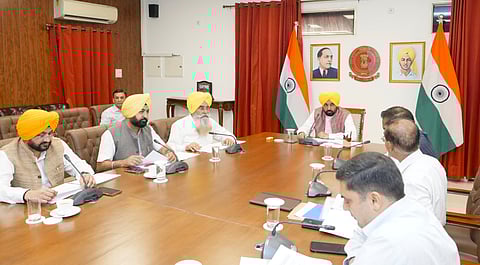Punjab CM Bhagwant Mann chairing the meeting with the Water Resources department, where he said the plan has been meticulously prepared by the department in consultation with all relevant government departments.