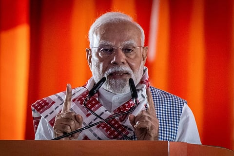 PM Narendra Modi speaks at a public meeting.