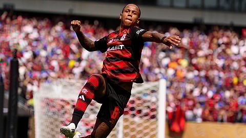 Flamengo's Wallace Yan celebrates after scoring during the Club World Cup Group D soccer match between Flamengo and Chelsea in Philadelphia, Friday, June 20, 2025.
