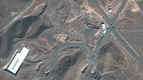 This handout satellite picture provided by Maxar Technologies and taken on June 20, 2025, shows an overview of Iran's Fordow Fuel Enrichment Plant (FFEP), northeast of the city of Qom