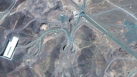 Satellite image shows vehicles at Fordo enrichment facility, on Thursday.