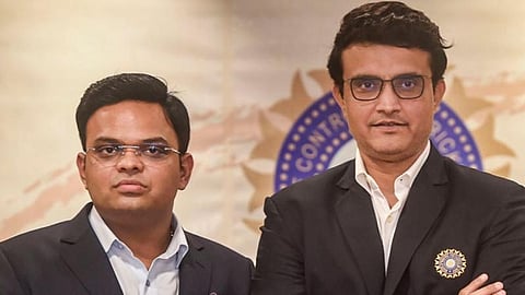 BCCI president Sourav Ganguly (R) with ICC chairman Jay Shah.