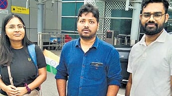 3 Odia students who returned to New Delhi from Israel on Tuesday.
