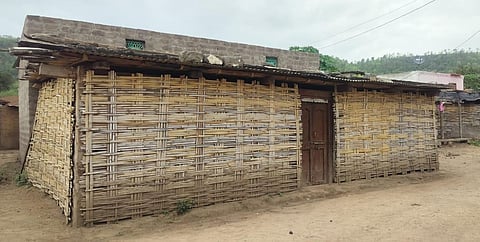 The bamboo house of the trafficking victim in Vadgondi village.