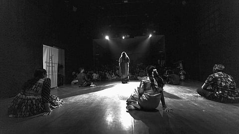 A backstage view of a play organised as part of the Thirunar Archives at Alliance Francaise, Chennai.