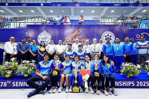 CHAMPIONS: Karnataka took home all the awards at the 78th Senior National Aquatic Championships 