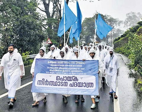 The ‘padayathra’ taken out to mark the death anniversary of Poykayil Appachan