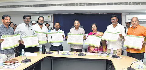 MAUD Minister P Narayana conducts a review meeting on TIDCO housing scheme in Ongole on Friday 