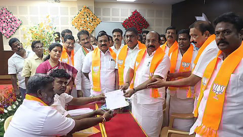V. P. Ramalingam filed is nomination papers for BJP Puducherry president election at Party office.